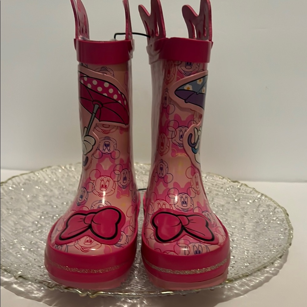 Disney Pink Rain Boots with Bow Design